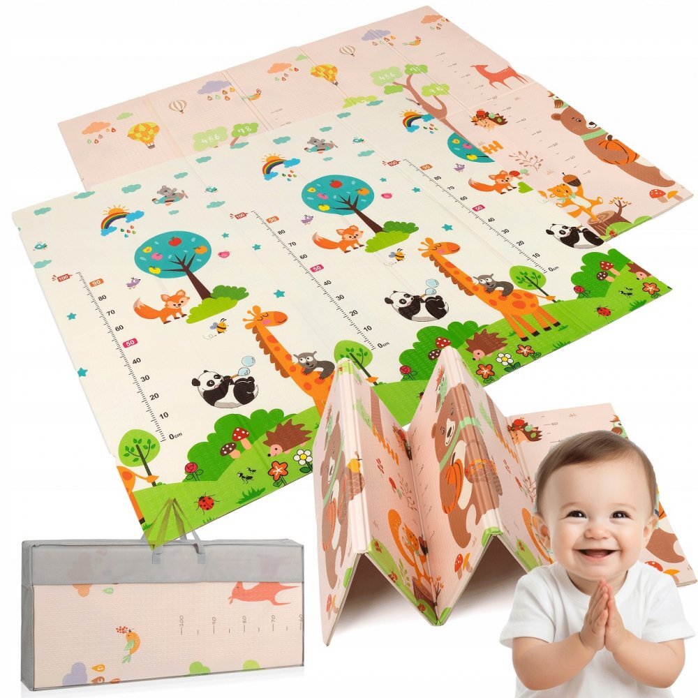 Matadi Covoras educational din spuma XPE cu doua fete 180x200 cm GirafeUrsuleti plus