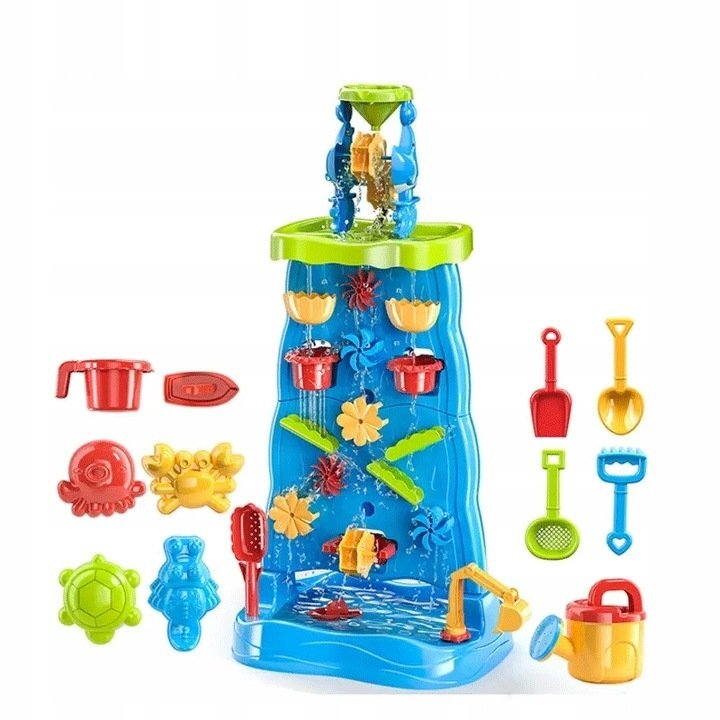 Matadi Joc 2 in 1 pentru copii cu Perete de apa si Cascada structura dubla angrenaje rotative si atractii multiple inaltime de 92 cm