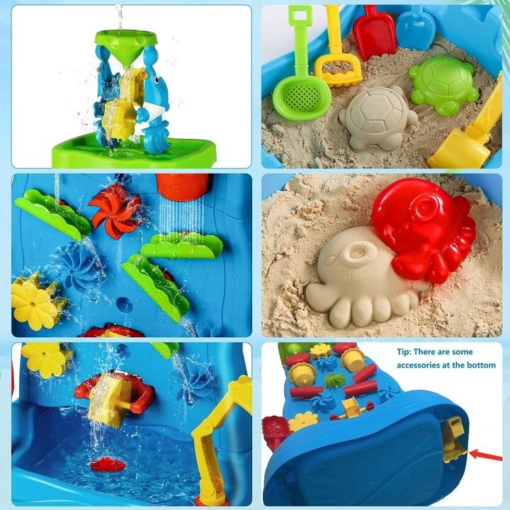 Matadi Joc 2 in 1 pentru copii cu Perete de apa si Cascada structura dubla angrenaje rotative si atractii multiple inaltime de 92 cm