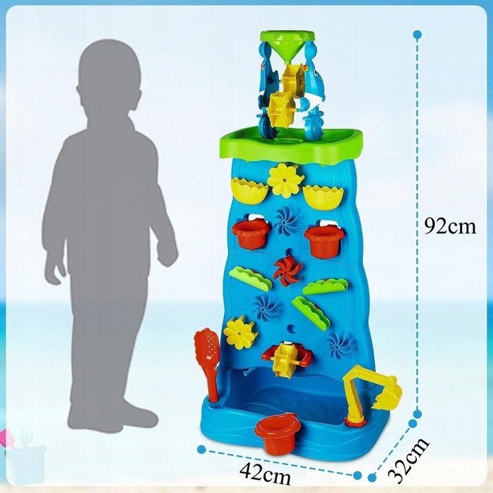Matadi Joc 2 in 1 pentru copii cu Perete de apa si Cascada structura dubla angrenaje rotative si atractii multiple inaltime de 92 cm