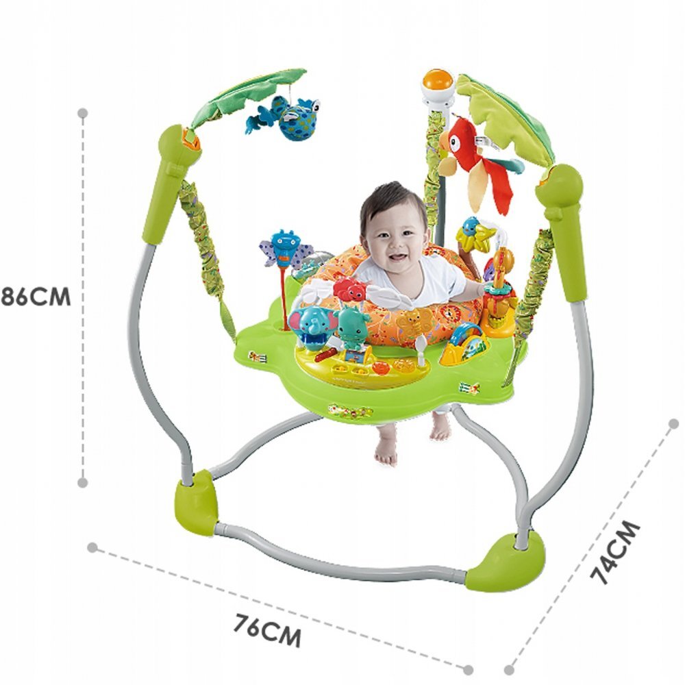 Matadi Jumper interactiv 3in1 pentru copii Forest Orange rotativ 360grade cu lumini si efecte sonore masuta educationala inaltime reglabila sezut ergonomic