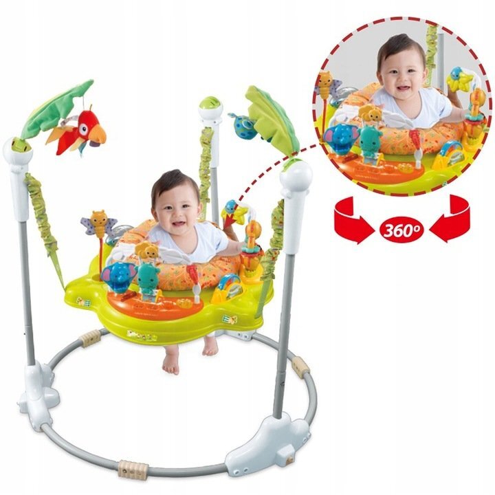 Matadi Jumper interactiv pentru copii Green cu lumini si sunete sezut rotativ 360 inaltime ajustabila dimensiune 95 x 72 x 72 cm