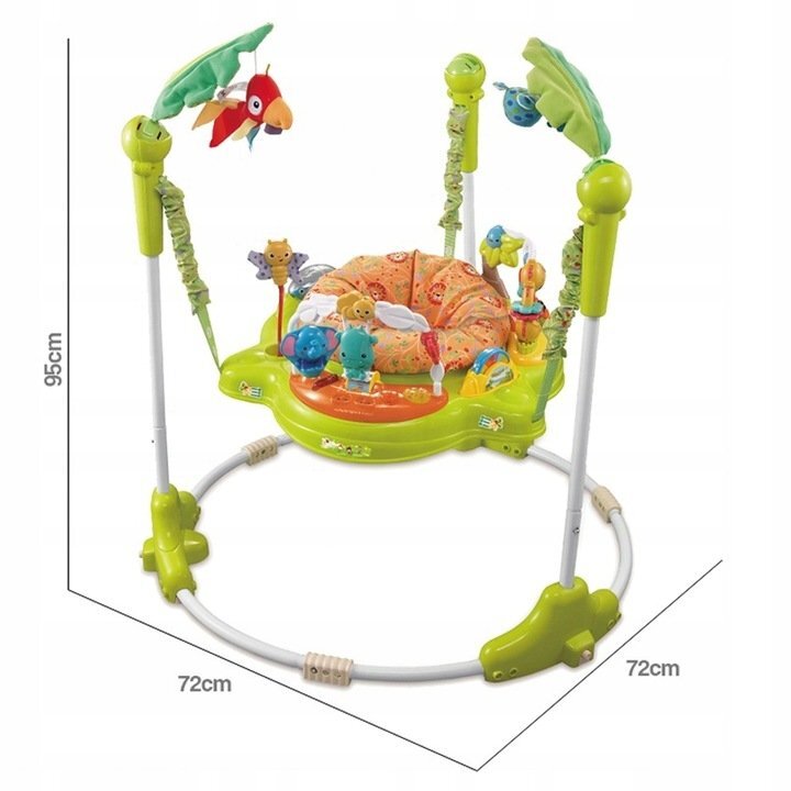 Matadi Jumper interactiv pentru copii Green cu lumini si sunete sezut rotativ 360 inaltime ajustabila dimensiune 95 x 72 x 72 cm