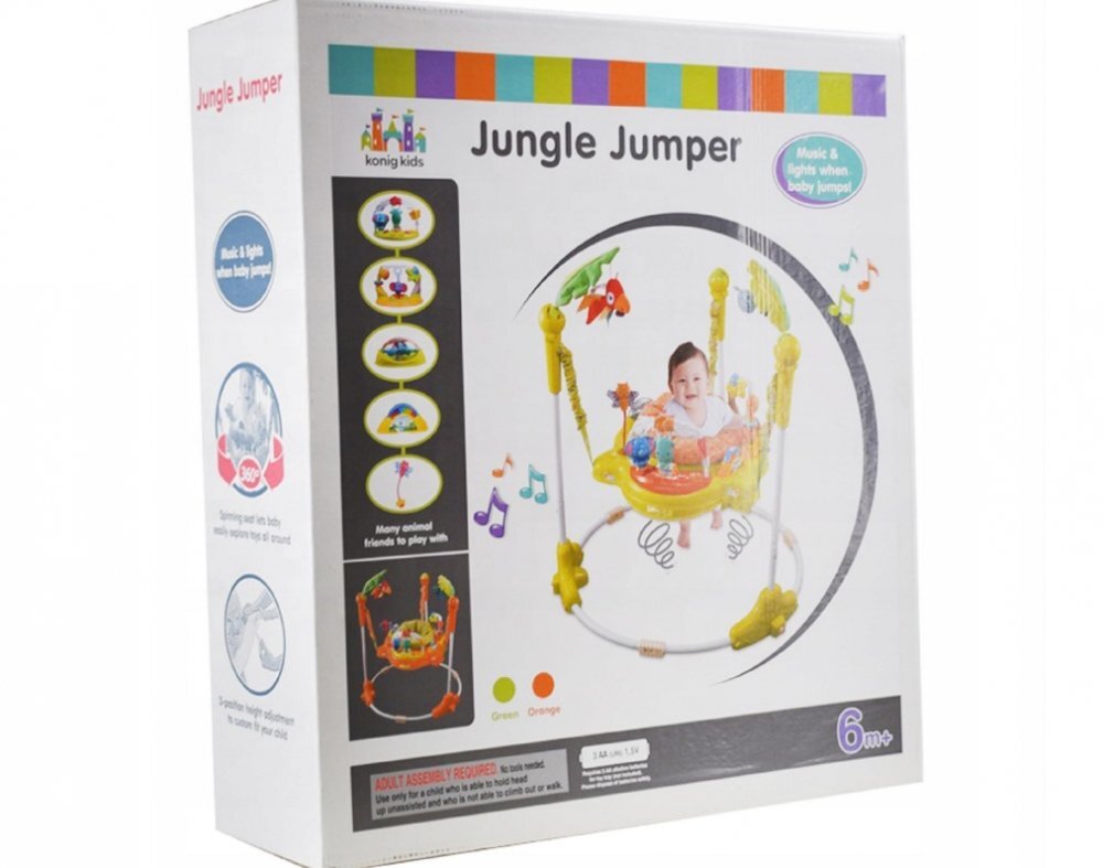 Matadi Jumper interactiv pentru copii Green cu lumini si sunete sezut rotativ 360 inaltime ajustabila dimensiune 95 x 72 x 72 cm