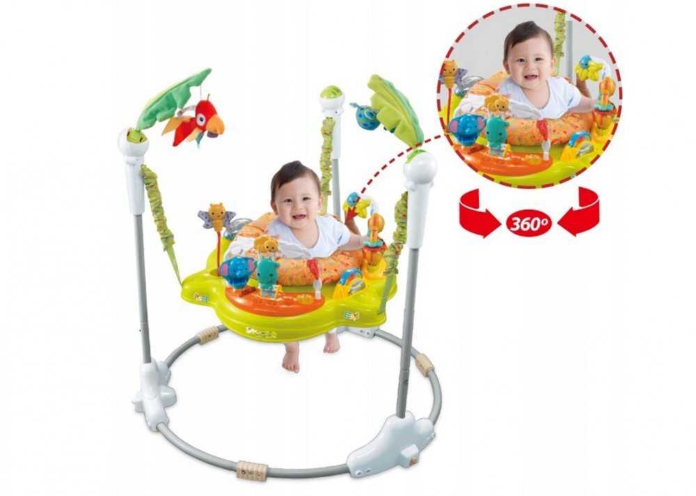 Matadi Jumper interactiv pentru copii Green cu lumini si sunete sezut rotativ 360 inaltime ajustabila dimensiune 95 x 72 x 72 cm
