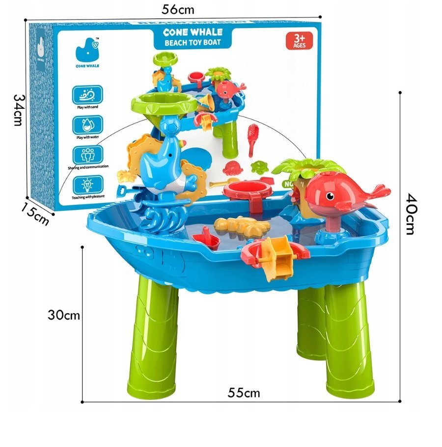 Matadi Masa interactiva de apa si nisip pentru copii Boat Blue cu moriscascaunel si jucarii nisip inclusedimensiune 55x30x40 cm