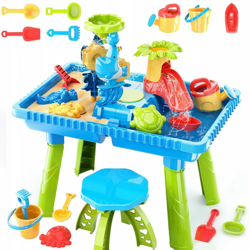 Matadi Masuta de activitati 2in1 pentru apa si nisip cu scaunel Aquamori de apajucarii pentru nisip incluse