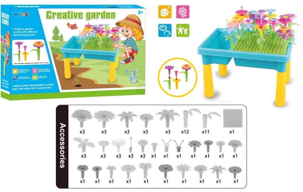 Matadi Masuta de creatie cu activitati 2-in-1 Creative Gardenutilizare versatilaaccesorii constructie incluse