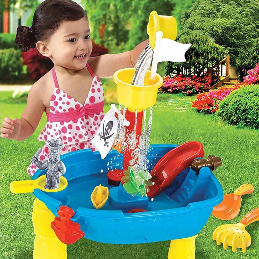 Matadi Masuta de joaca 2in1 cu apa si nisip Pirate Boat cu 24 accesorii moara de apaplastic durabil dimensiune 305x51x58 cm