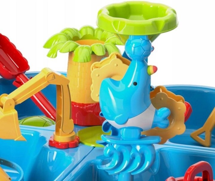 Matadi Masuta de joaca 2in1 pentru apa si nisip cu 4 cuvescaunel si cupa excavatormoara de apajucarii inclusedimensiune 58x58x60 cm