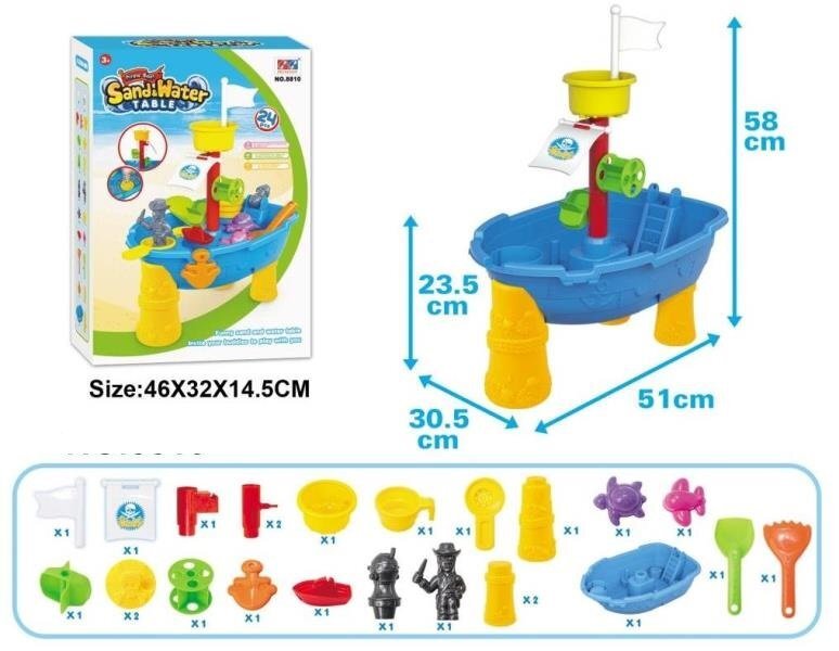 Matadi Masuta de joaca copii cu apa si nisip Micul pirat cu accesorii nisip inclusedimensiune 51x30.5x58 cm