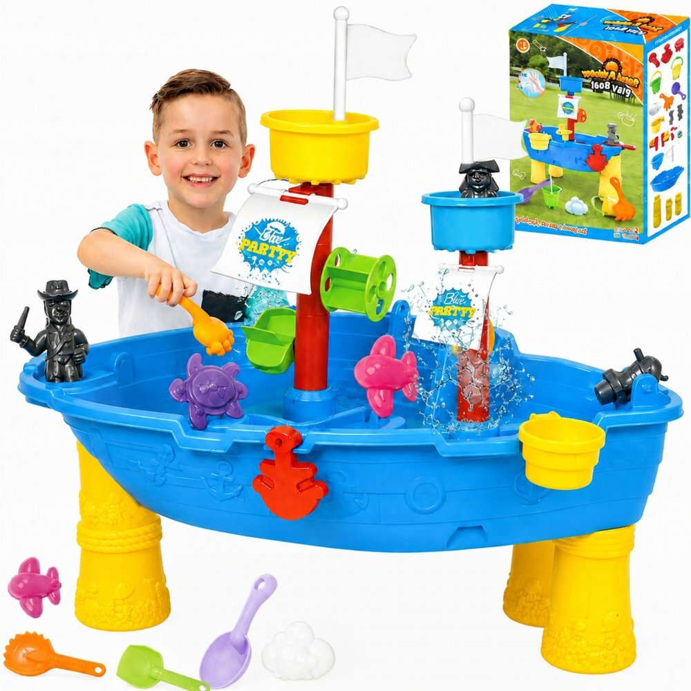Matadi Masuta de joaca copii cu apa si nisip Micul pirat cu accesorii nisip inclusedimensiune 51x30.5x58 cm