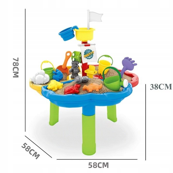 Matadi Masuta de joaca cu apa si nisip Nava piratilor cu angrenaj pentru apa 3 compartimente pentru nisip jucarii incluse dimensiune 58x78 cm