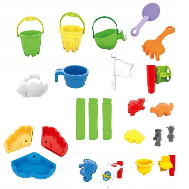 Matadi Masuta de joaca cu apa si nisip Nava piratilor cu angrenaj pentru apa 3 compartimente pentru nisip jucarii incluse dimensiune 58x78 cm