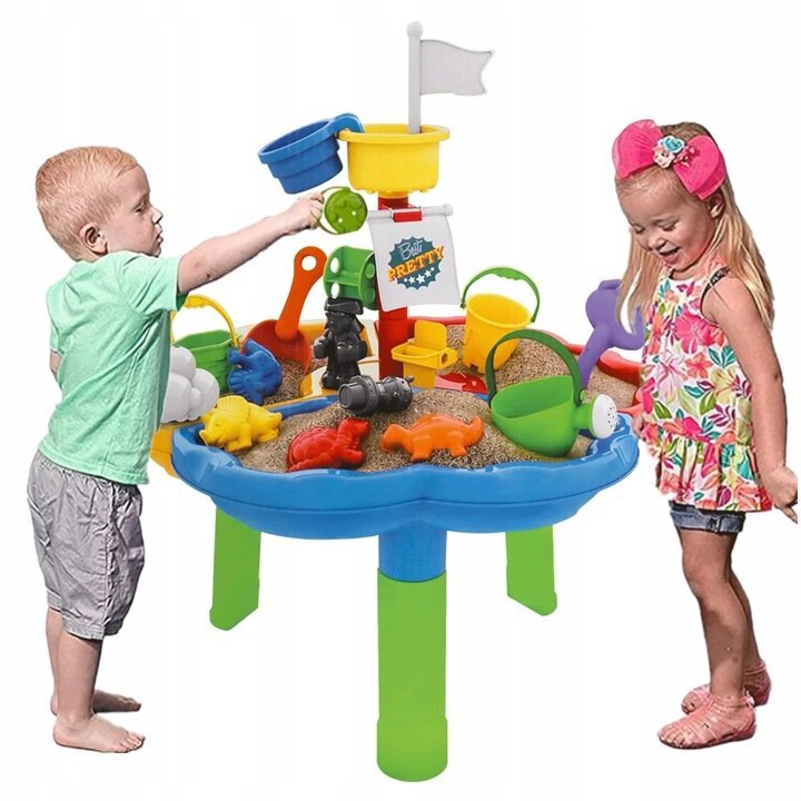 Matadi Masuta de joaca cu apa si nisip Nava piratilor cu angrenaj pentru apa 3 compartimente pentru nisip jucarii incluse dimensiune 58x78 cm