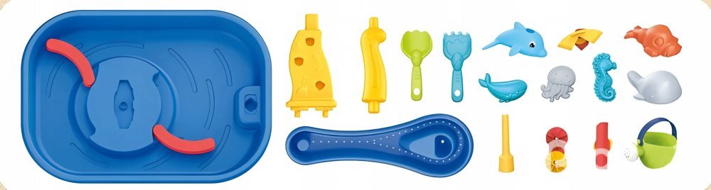 Matadi Masuta de joaca cu apa si nisip pentru copii 2in1 Sand and Water utilizare interiorexterior elemente mobile jucarii incluse dimensiune 535 x 38 x 42 cm