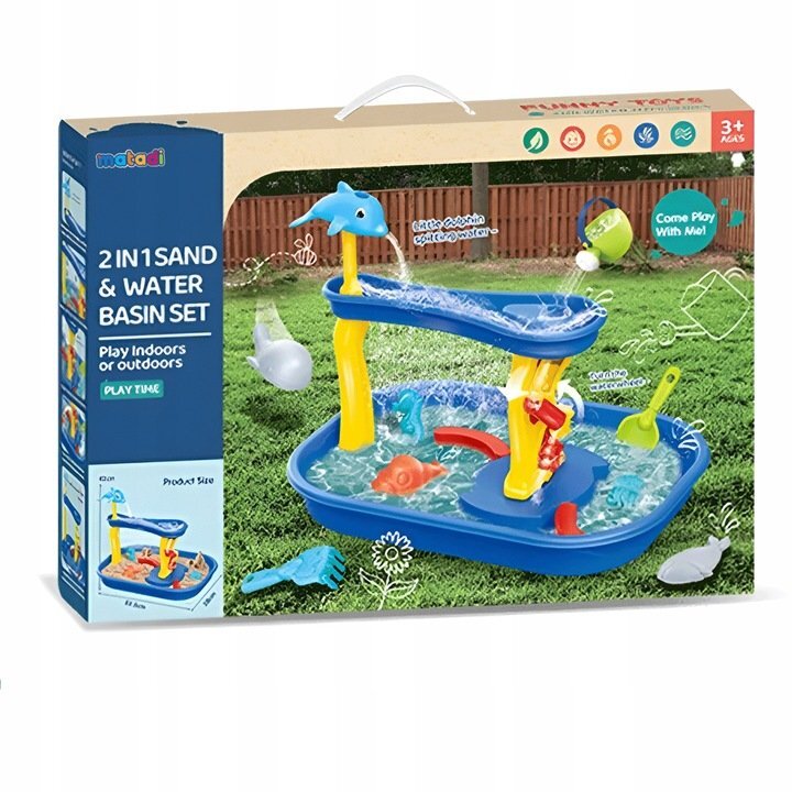 Matadi Masuta de joaca cu apa si nisip pentru copii 2in1 Sand and Water utilizare interiorexterior elemente mobile jucarii incluse dimensiune 535 x 38 x 42 cm