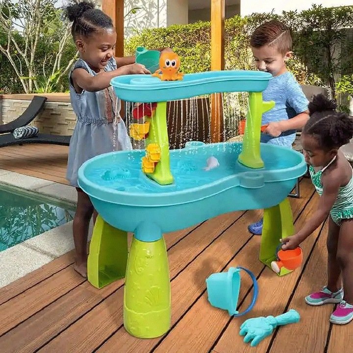 Matadi Masuta de joaca cu apa si nisip Play Time cu 18 accesorii inclusenivel cu efect de ploaieangrenaj mobil pentru efect cascadadimensiune 62x37x57 cm
