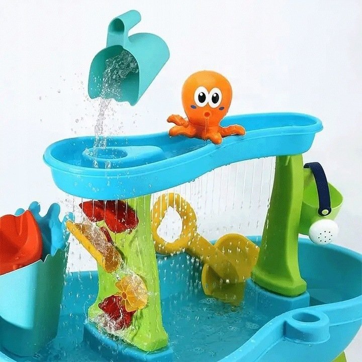 Matadi Masuta de joaca cu apa si nisip Play Time cu 18 accesorii inclusenivel cu efect de ploaieangrenaj mobil pentru efect cascadadimensiune 62x37x57 cm
