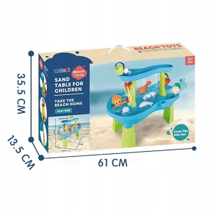 Matadi Masuta de joaca cu apa si nisip Play Time cu 18 accesorii inclusenivel cu efect de ploaieangrenaj mobil pentru efect cascadadimensiune 62x37x57 cm