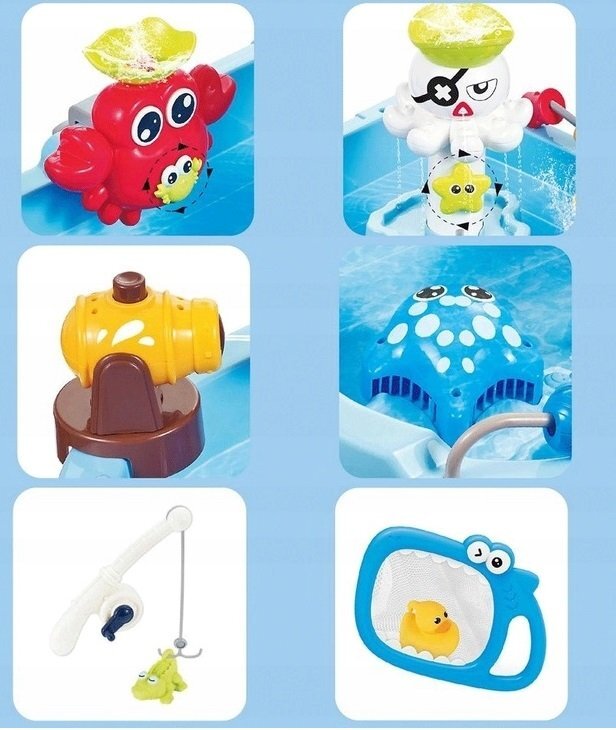 Matadi Masuta interactiva copii cu apa si nisip Corabia piratilor include unditagenerator de valuritun de apamoara de apa si figurine marinedimensiune 48x53x63 cm