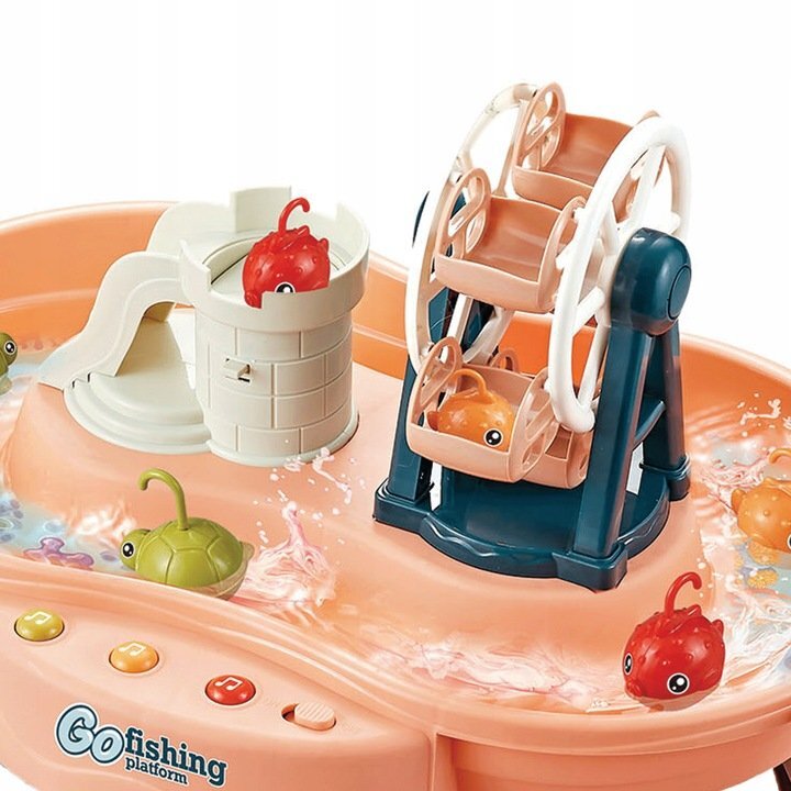 Matadi Masuta interactiva de pescuit cu muzica si moara de apa Go Fishing Pink