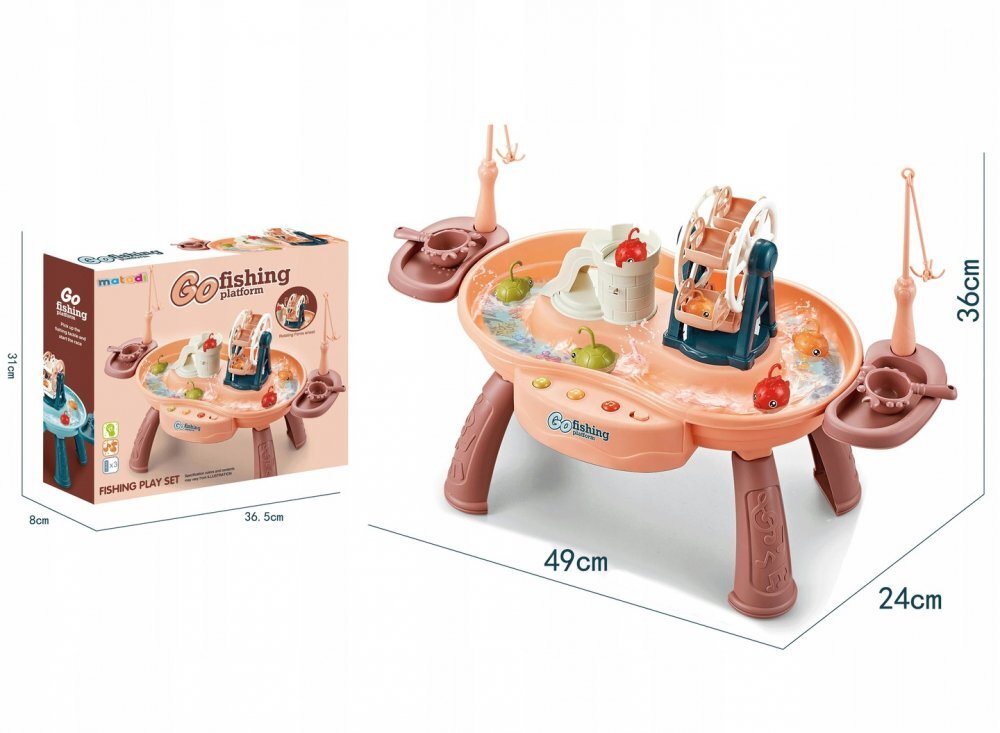 Matadi Masuta interactiva de pescuit cu muzica si moara de apa Go Fishing Pink