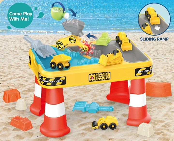 Matadi Masuta multifunctionala de joaca cu apa si nisip Engineered Beach Tablepicioare robustemasinute incluserampamoara de apa