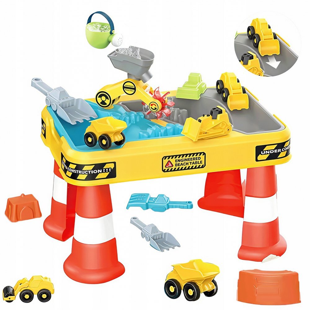 Matadi Masuta multifunctionala de joaca cu apa si nisip Engineered Beach Tablepicioare robustemasinute incluserampamoara de apa