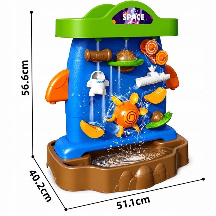 Matadi Perete cu apa 2in1 stil Montessori cu 2fetecascada si accesorii nisip incluseangrenaje rotativedimensiune 51.1x40.2x56.6 cm