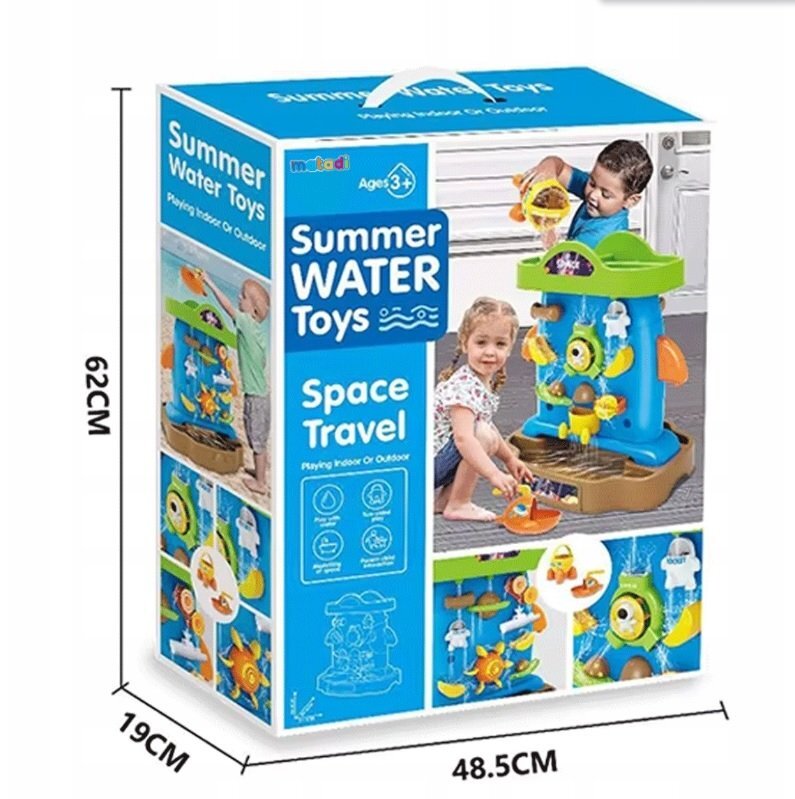 Matadi Perete cu apa 2in1 stil Montessori cu 2fetecascada si accesorii nisip incluseangrenaje rotativedimensiune 51.1x40.2x56.6 cm