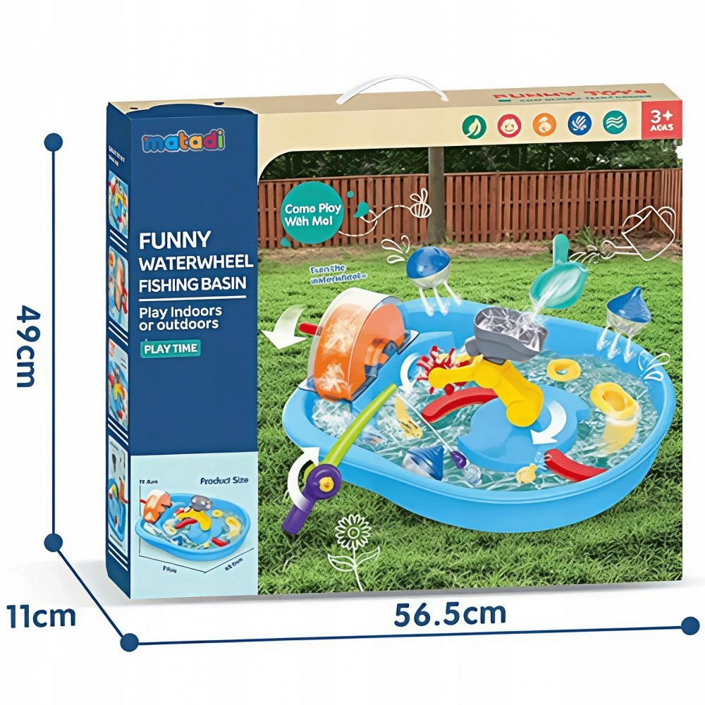 Matadi Piscina educationala pentru copii Funny Fishing cu elemente mobile undita pentru pescuit moara de apafigurine incluse