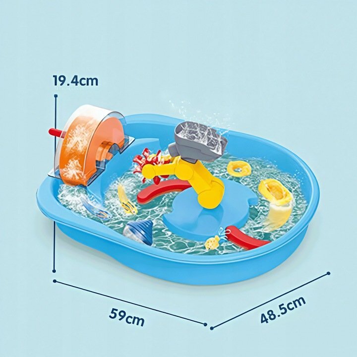 Matadi Piscina educationala pentru copii Funny Fishing cu elemente mobile undita pentru pescuit moara de apafigurine incluse