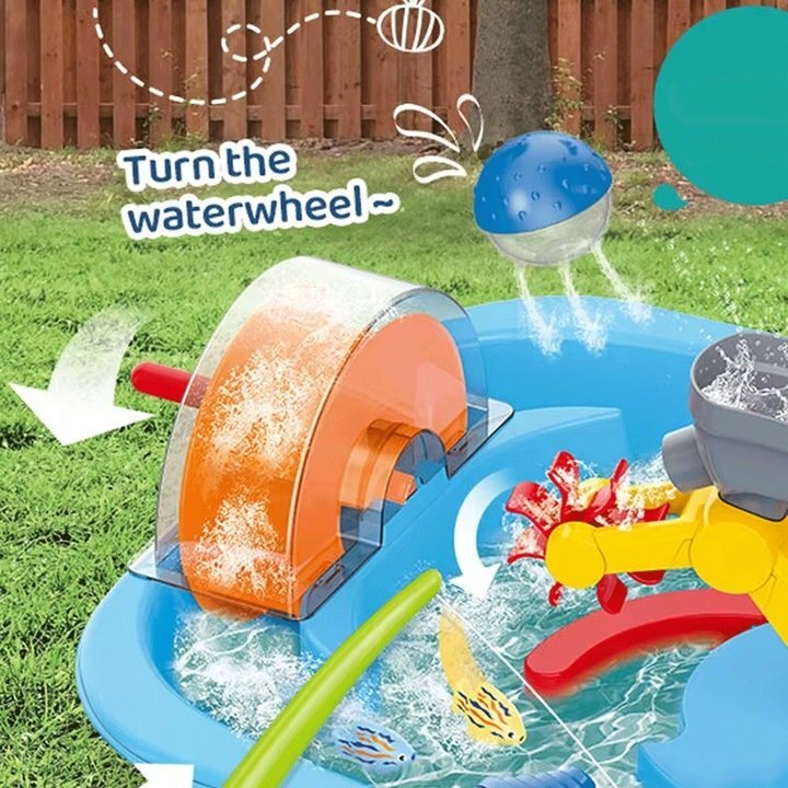 Matadi Piscina educationala pentru copii Funny Fishing cu elemente mobile undita pentru pescuit moara de apafigurine incluse