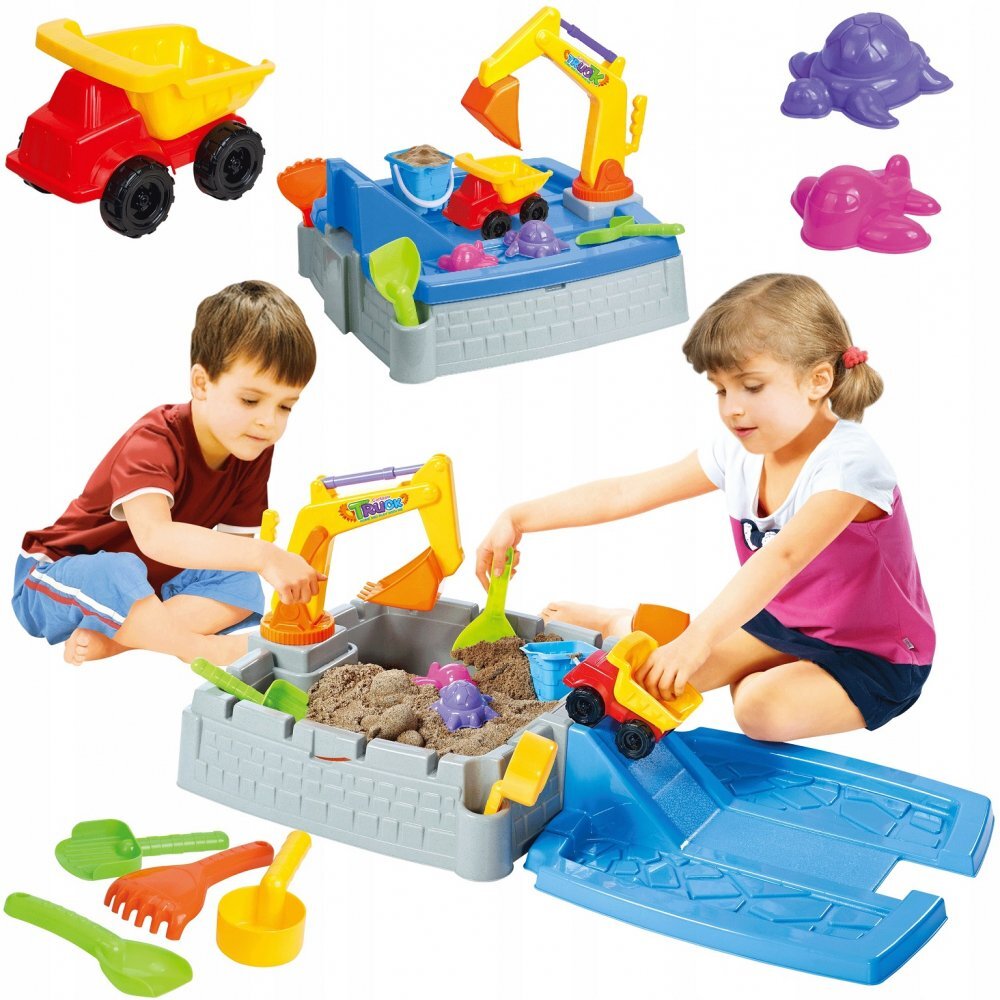Matadi Set 2in1 cutie de nisip cu excavator rampa si camion Sandbox Game