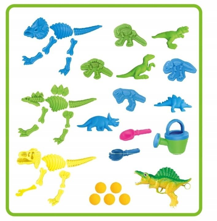 Matadi Set de joaca 3in1 pentru plaja si gradina cu cort Dino41 accesorii inclusedinozaur lansator cu bile