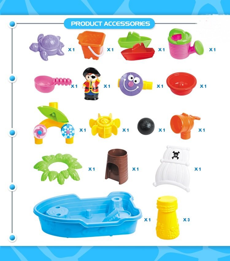 Matadi Set de joaca cu apa si nisip pentru copii dimensiune 28 x 60 x 38 cm include set complet de accesorii specifice Pirate Ship