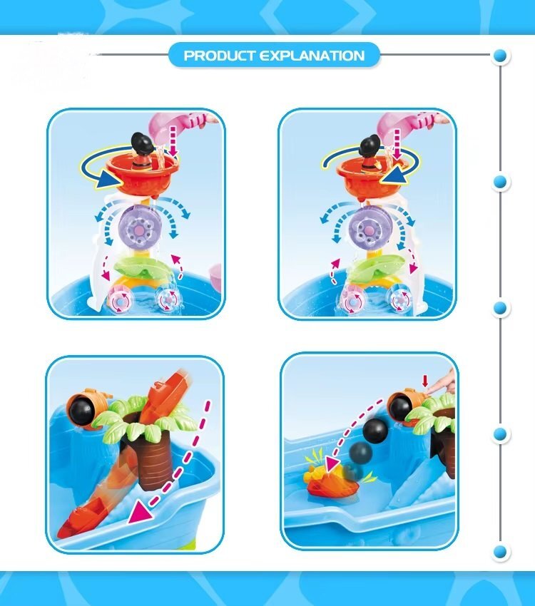 Matadi Set de joaca cu apa si nisip pentru copii dimensiune 28 x 60 x 38 cm include set complet de accesorii specifice Pirate Ship