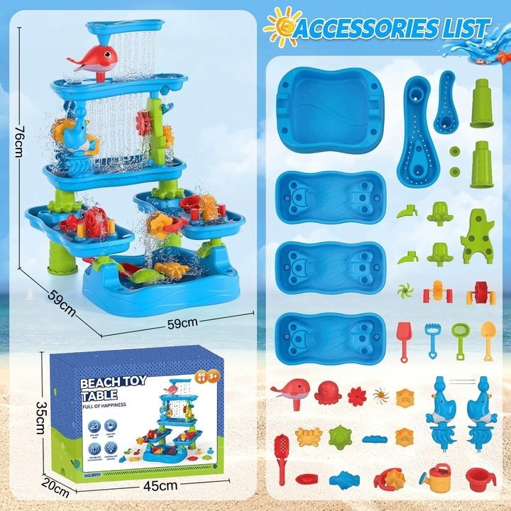 Matadi Set mare de joaca 2in1 cu apa si nisip Water Toy3 nivelejucarii inclusemargini rotunjitemoara de apastropitoaredimensiune 59x59x76 cm