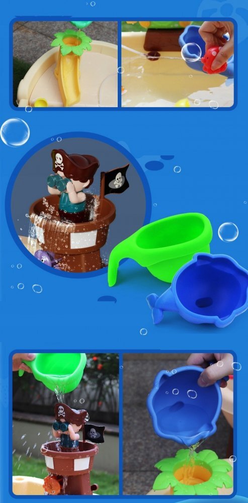 Matadi Set masuta de apanisip cu umbrela pentru copii Nava Piratilor XXLjucarii inclusepicioare robuste aparat baloane sapun inclusmoara de apa