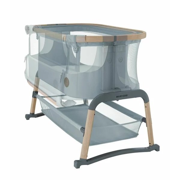 MAXI COSI Patut Co-Sleeper Maxi-Cosi Iora Air beyond grey eco cu functie leganare cos depozitare reglabil pe inaltime husa detasaila geanta transport inclusa