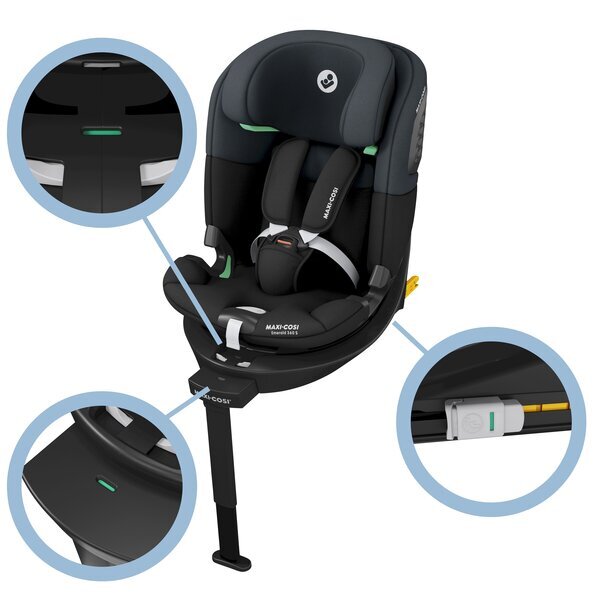 MAXI COSI Scaun auto I-Size Maxi-Cosi Emerald 360 S Tonal Black cu isofix picior de sustinere rotatie 360 protectie la impact lateral