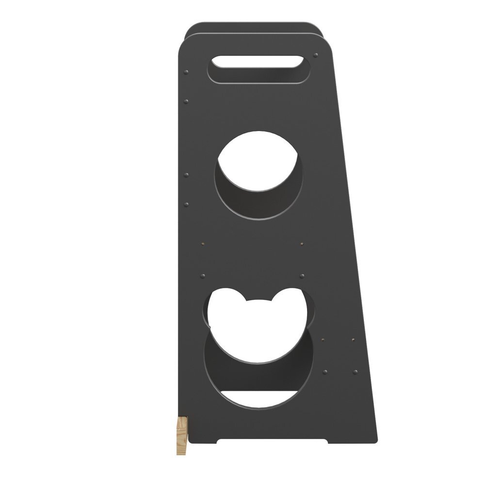 Meble Wrobel Turn de invatare din lemn pentru copii Teddy BlackPine design montessori robust margini rotunjite cu platforma si trepte reglabile dimensiune 90 x 44 x 39.5 cm
