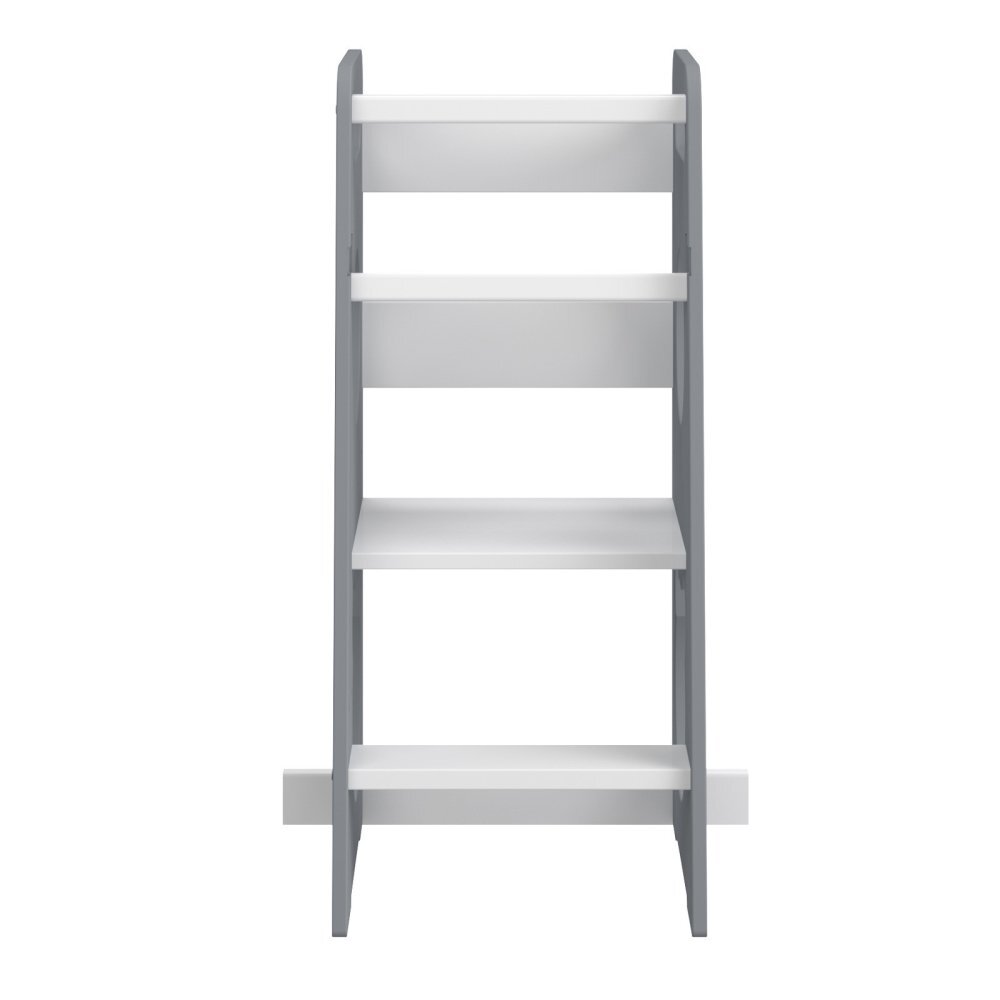 Meble Wrobel Turn de invatare din lemn pentru copii Teddy GrayWhite design montessori robust margini rotunjite cu platforma si trepte reglabile dimensiune 90 x 44 x 39.5 cm