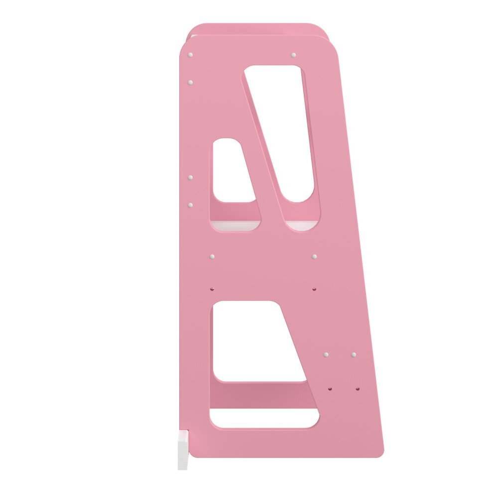 Meble Wrobel Turn de invatare din lemn pentru copii Triangle PinkWhite design montessori robust margini rotunjite cu platforma si trepte reglabile dimensiune 90 x 44 x 39.5 cm