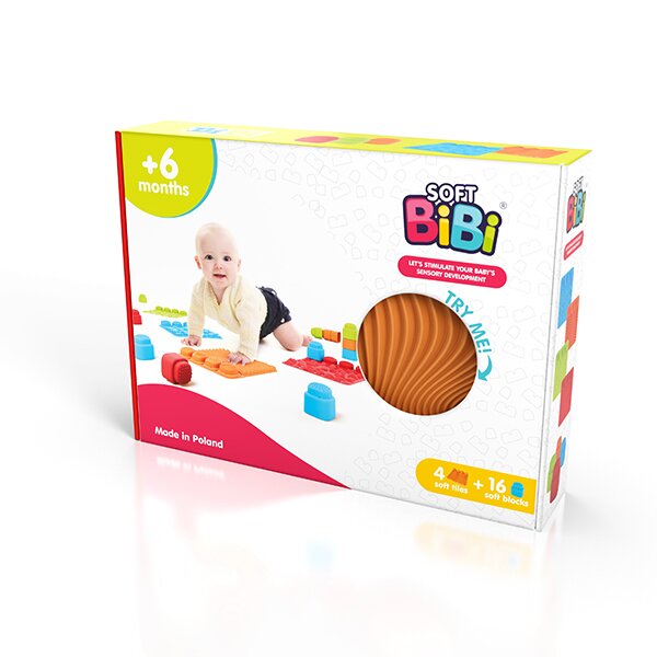Meli Set covorase senzoriale Soft BiBi cu blocuri de constructie 20 piese