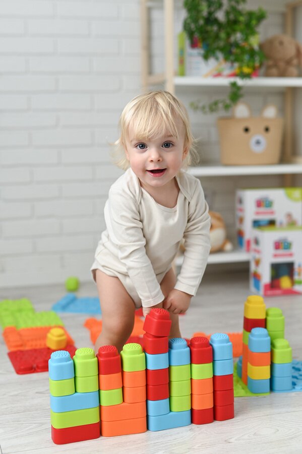 Meli Set covorase senzoriale Soft BiBi cu blocuri de constructie 20 piese