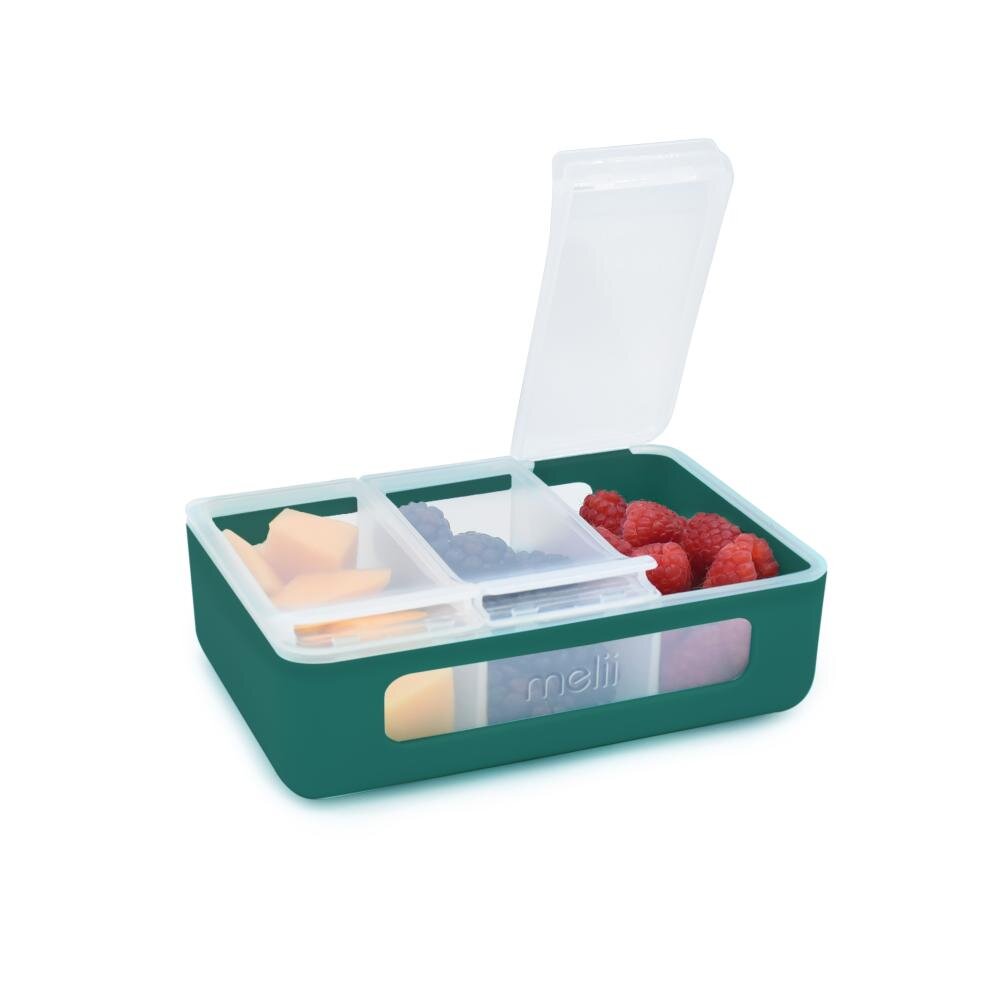 Melii Cutie snack cu 3 compartimente pine green