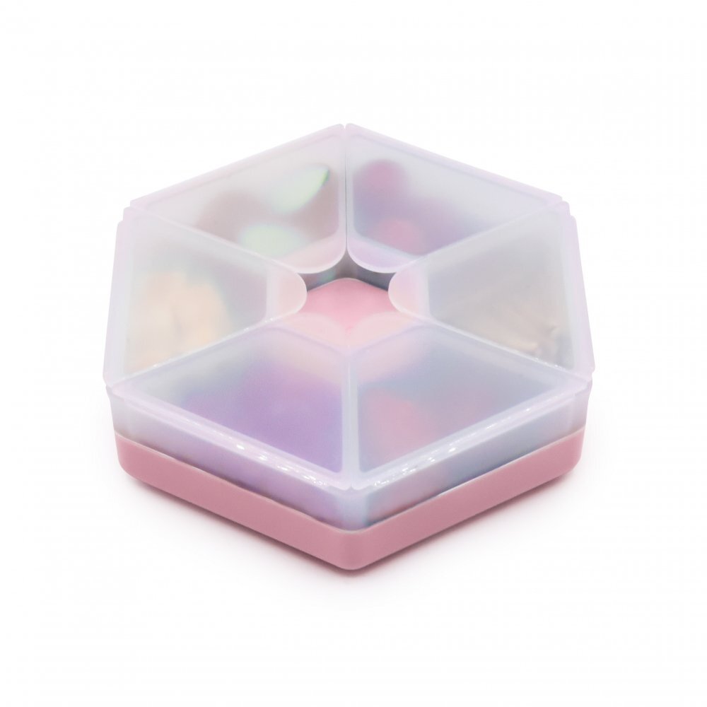 Melii Cutie snack hexagon snackle cu 6 compartimente pink