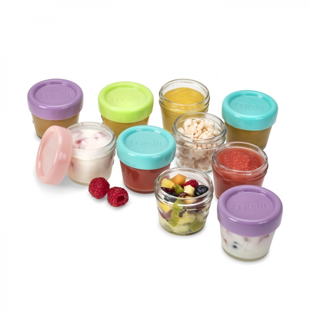 Melii Set 12 recipiente sticla pentru hrana bebe 118 ml